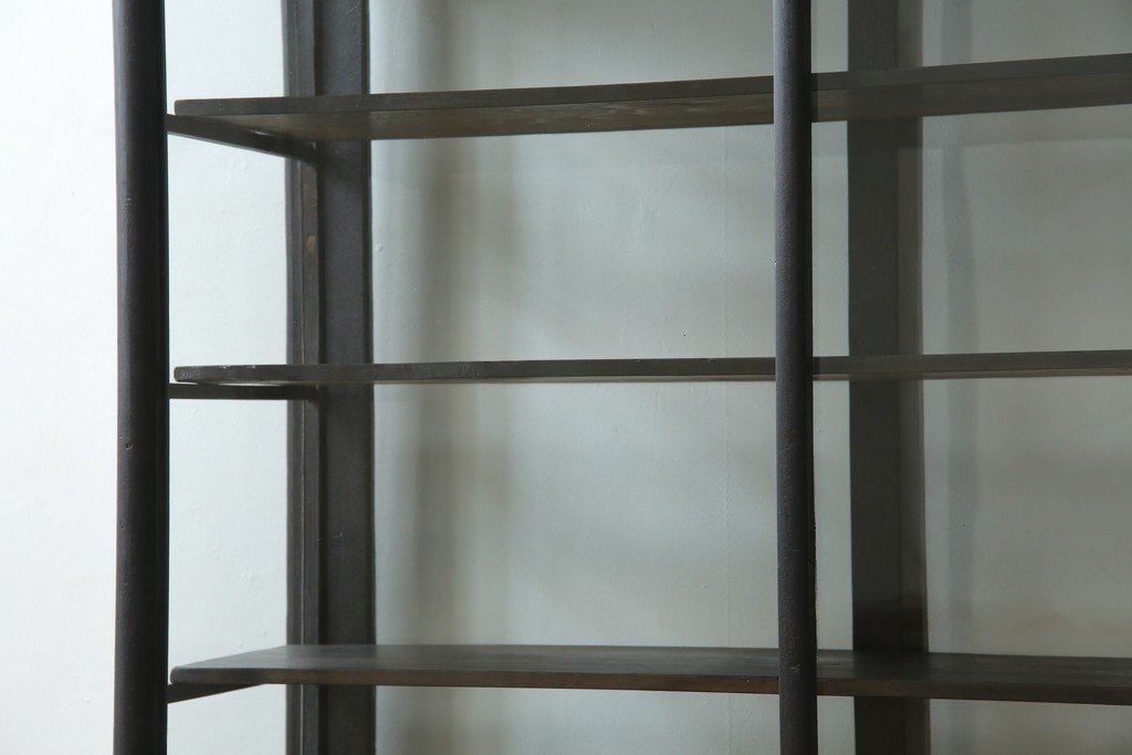 和製アンティーク　大正ロマン　天飾り付き　おしゃれなディスプレイが叶うタバコ屋さんの薄型ガラスケース　(R-082196)