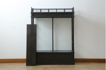 和製アンティーク　大正ロマン　天飾り付き　おしゃれなディスプレイが叶うタバコ屋さんの薄型ガラスケース　(R-082196)