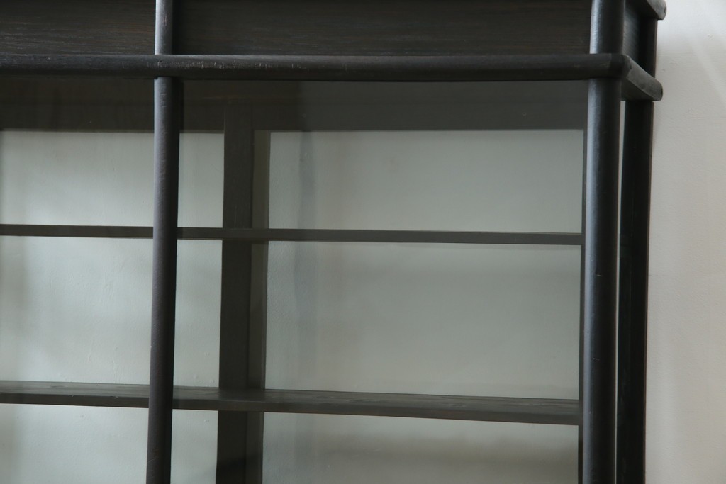 和製アンティーク　大正ロマン　天飾り付き　おしゃれなディスプレイが叶うタバコ屋さんの薄型ガラスケース　(R-082196)