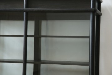 和製アンティーク　大正ロマン　天飾り付き　おしゃれなディスプレイが叶うタバコ屋さんの薄型ガラスケース　(R-082196)