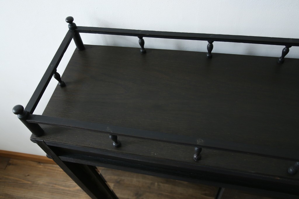 和製アンティーク　大正ロマン　天飾り付き　おしゃれなディスプレイが叶うタバコ屋さんの薄型ガラスケース　(R-082196)