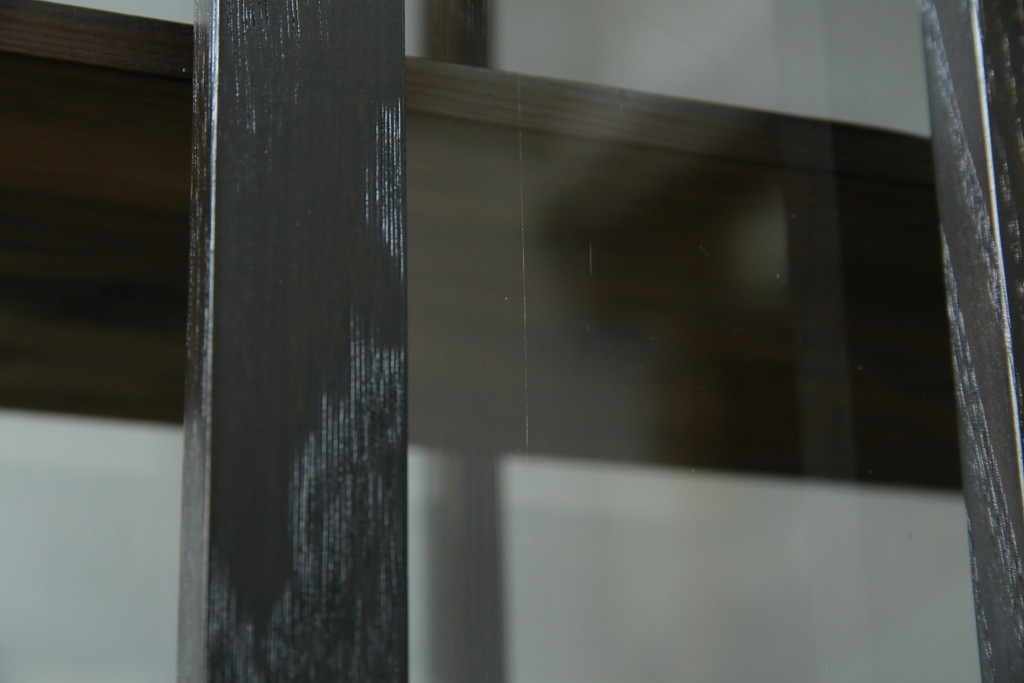 和製アンティーク　大正ロマン　天飾り付き　おしゃれなディスプレイが叶うタバコ屋さんの薄型ガラスケース　(R-082196)