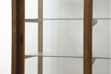 和製アンティーク　レトロな雰囲気を醸し出す木枠のガラスケース(Gケース、ショーケース、ディスプレイケース、コレクションケース、サイドキャビネット、飾り棚、陳列棚、店舗什器)(R-082198)