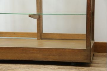 和製アンティーク　レトロな雰囲気を醸し出す木枠のガラスケース(Gケース、ショーケース、ディスプレイケース、コレクションケース、サイドキャビネット、飾り棚、陳列棚、店舗什器)(R-082198)