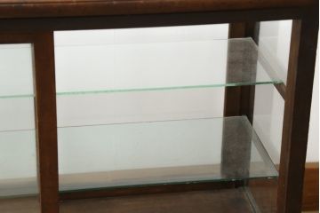 和製アンティーク　古い木枠が趣溢れる両面引き戸の卓上ガラスケース(Gケース、ショーケース、ディスプレイケース、コレクションケース、飾り棚、陳列棚、店舗什器)(R-082203)