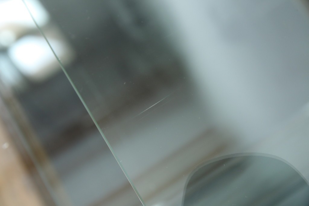 和製アンティーク　希少デザイン　S字ガラス棚のデザインがおしゃれな両開き卓上ガラスケース　(R-082215)