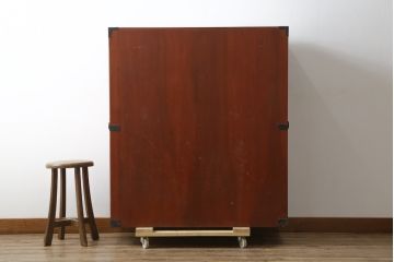 和製アンティーク　上手物!!　前面漆溜め塗り　内部桐(キリ)材　作りの良い金具の関西衣装箪笥(和たんす、衣装タンス、収納箪笥、整理箪笥、引き出し、時代箪笥)(R-082217)