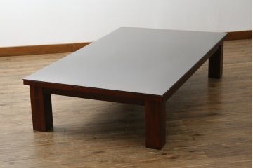 中古　美品　岩谷堂箪笥　ガラス天板付き　落ち着いた雰囲気の座卓(ローテーブル、センターテーブル、リビングテーブル、継ぎ脚付)(定価約23万円)( R-082220)