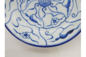 江戸〜明治期　古伊万里　染付　なずな文　約11cm　3.5寸　上品な雰囲気の小皿5枚セット(和皿、和食器、裏印、三寸五分)(R-082231)