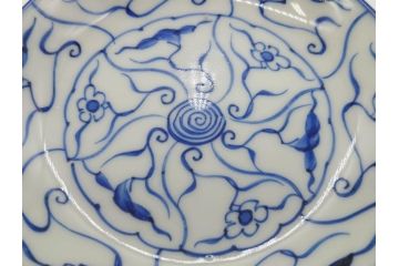 江戸〜明治期　古伊万里　染付　なずな文　約11cm　3.5寸　上品な雰囲気の小皿5枚セット(和皿、和食器、裏印、三寸五分)(R-082231)