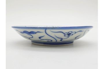 江戸〜明治期　古伊万里　染付　なずな文　約11cm　3.5寸　上品な雰囲気の小皿5枚セット(和皿、和食器、裏印、三寸五分)(R-082231)