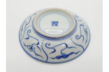 江戸〜明治期　古伊万里　染付　なずな文　約11cm　3.5寸　上品な雰囲気の小皿5枚セット(和皿、和食器、裏印、三寸五分)(R-082231)