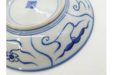江戸〜明治期　古伊万里　染付　なずな文　約11cm　3.5寸　上品な雰囲気の小皿5枚セット(和皿、和食器、裏印、三寸五分)(R-082231)