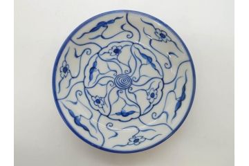 江戸〜明治期　古伊万里　染付　なずな文　約11cm　3.5寸　上品な雰囲気の小皿5枚セット(和皿、和食器、裏印、三寸五分)(R-082231)