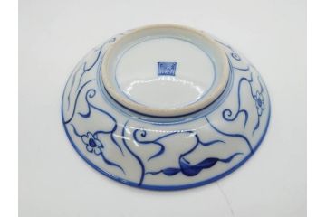 江戸〜明治期　古伊万里　染付　なずな文　約11cm　3.5寸　上品な雰囲気の小皿5枚セット(和皿、和食器、裏印、三寸五分)(R-082231)