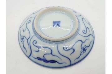 江戸〜明治期　古伊万里　染付　なずな文　約11cm　3.5寸　上品な雰囲気の小皿5枚セット(和皿、和食器、裏印、三寸五分)(R-082231)