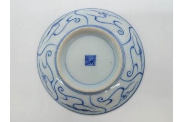 江戸〜明治期　古伊万里　染付　なずな文　約11cm　3.5寸　上品な雰囲気の小皿5枚セット(和皿、和食器、裏印、三寸五分)(R-082231)