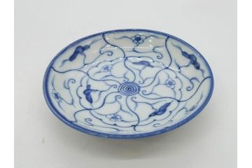 江戸〜明治期　古伊万里　染付　なずな文　約11cm　3.5寸　上品な雰囲気の小皿5枚セット(和皿、和食器、裏印、三寸五分)(R-082231)