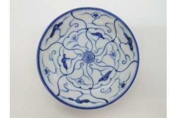 江戸〜明治期　古伊万里　染付　なずな文　約11cm　3.5寸　上品な雰囲気の小皿5枚セット(和皿、和食器、裏印、三寸五分)(R-082231)