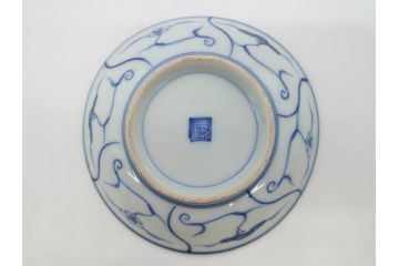 江戸〜明治期　古伊万里　染付　なずな文　約11cm　3.5寸　上品な雰囲気の小皿5枚セット(和皿、和食器、裏印、三寸五分)(R-082231)