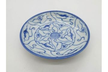 江戸〜明治期　古伊万里　染付　なずな文　約11cm　3.5寸　穏やかな雰囲気の小皿5枚セット(和皿、和食器、裏印、三寸五分)(R-082232)
