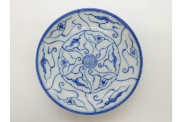 江戸〜明治期　古伊万里　染付　なずな文　約11cm　3.5寸　穏やかな雰囲気の小皿5枚セット(和皿、和食器、裏印、三寸五分)(R-082232)