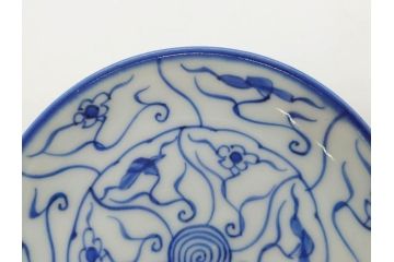江戸〜明治期　古伊万里　染付　なずな文　約11cm　3.5寸　穏やかな雰囲気の小皿5枚セット(和皿、和食器、裏印、三寸五分)(R-082232)