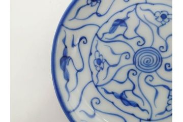 江戸〜明治期　古伊万里　染付　なずな文　約11cm　3.5寸　穏やかな雰囲気の小皿5枚セット(和皿、和食器、裏印、三寸五分)(R-082232)