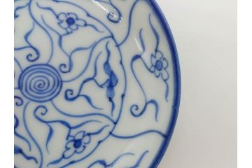 江戸〜明治期　古伊万里　染付　なずな文　約11cm　3.5寸　穏やかな雰囲気の小皿5枚セット(和皿、和食器、裏印、三寸五分)(R-082232)