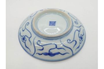 江戸〜明治期　古伊万里　染付　なずな文　約11cm　3.5寸　穏やかな雰囲気の小皿5枚セット(和皿、和食器、裏印、三寸五分)(R-082232)
