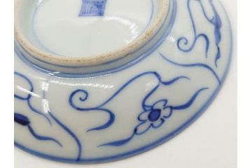 江戸〜明治期　古伊万里　染付　なずな文　約11cm　3.5寸　穏やかな雰囲気の小皿5枚セット(和皿、和食器、裏印、三寸五分)(R-082232)