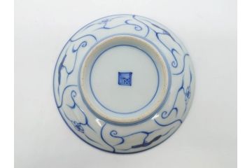江戸〜明治期　古伊万里　染付　なずな文　約11cm　3.5寸　穏やかな雰囲気の小皿5枚セット(和皿、和食器、裏印、三寸五分)(R-082232)