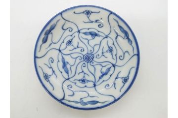 江戸〜明治期　古伊万里　染付　なずな文　約11cm　3.5寸　穏やかな雰囲気の小皿5枚セット(和皿、和食器、裏印、三寸五分)(R-082232)