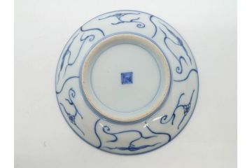 江戸〜明治期　古伊万里　染付　なずな文　約11cm　3.5寸　穏やかな雰囲気の小皿5枚セット(和皿、和食器、裏印、三寸五分)(R-082232)