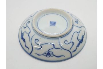 江戸〜明治期　古伊万里　染付　なずな文　約11cm　3.5寸　穏やかな雰囲気の小皿5枚セット(和皿、和食器、裏印、三寸五分)(R-082232)