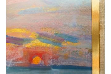 【真作】　昭和64年(1989年)　武内和夫　「昭和最後の日の出」　SM　絵画(油彩、油絵、風景、額装、外箱付)(R-082233)