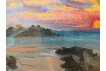 【真作】　昭和64年(1989年)　武内和夫　「昭和最後の日の出」　SM　絵画(油彩、油絵、風景、額装、外箱付)(R-082233)