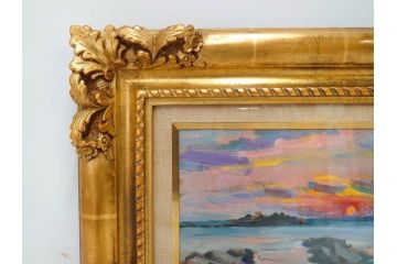 【真作】　昭和64年(1989年)　武内和夫　「昭和最後の日の出」　SM　絵画(油彩、油絵、風景、額装、外箱付)(R-082233)