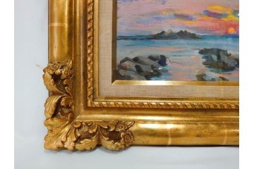 【真作】　昭和64年(1989年)　武内和夫　「昭和最後の日の出」　SM　絵画(油彩、油絵、風景、額装、外箱付)(R-082233)