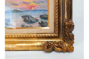 【真作】　昭和64年(1989年)　武内和夫　「昭和最後の日の出」　SM　絵画(油彩、油絵、風景、額装、外箱付)(R-082233)