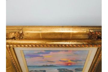 【真作】　昭和64年(1989年)　武内和夫　「昭和最後の日の出」　SM　絵画(油彩、油絵、風景、額装、外箱付)(R-082233)