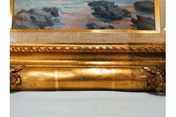 【真作】　昭和64年(1989年)　武内和夫　「昭和最後の日の出」　SM　絵画(油彩、油絵、風景、額装、外箱付)(R-082233)