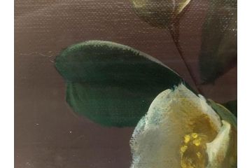 【真作】　渡辺三郎　「伊万里とわびすけ」　SM　絵画(油彩、油絵、花、花瓶、静物画、サイン入り、額装、外箱付)(R-082234)