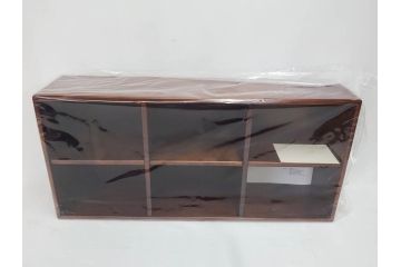 未使用　豊岡クラフト　約120枚収納　シックな佇まいのCDラック2点セット(木製、飾り棚、本棚、ブックシェルフ)(R-082239)