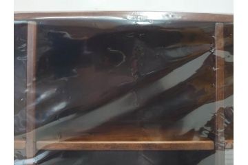 未使用　豊岡クラフト　約120枚収納　シックな佇まいのCDラック2点セット(木製、飾り棚、本棚、ブックシェルフ)(R-082239)