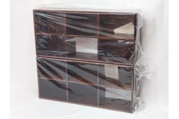 未使用　豊岡クラフト　約120枚収納　落ち着いた雰囲気のCDラック2点セット(木製、飾り棚、本棚、ブックシェルフ)(R-082242)