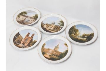 ドイツ　KPM (ベルリン王立磁器製陶所)　750周年?　1840年　優雅な雰囲気のプレート5枚セット(風景、建物、ヴェルダー教会、天文台、シャルロッテンブルク宮殿、飾り皿、大皿、洋食器)(R-082244)