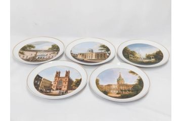 ドイツ　KPM (ベルリン王立磁器製陶所)　750周年?　1840年　優雅な雰囲気のプレート5枚セット(風景、建物、ヴェルダー教会、天文台、シャルロッテンブルク宮殿、飾り皿、大皿、洋食器)(R-082244)