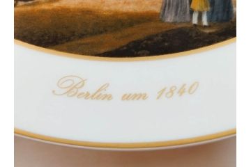 ドイツ　KPM (ベルリン王立磁器製陶所)　750周年?　1840年　優雅な雰囲気のプレート5枚セット(風景、建物、ヴェルダー教会、天文台、シャルロッテンブルク宮殿、飾り皿、大皿、洋食器)(R-082244)