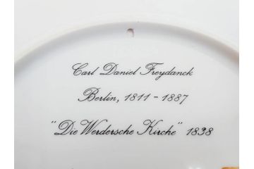 ドイツ　KPM (ベルリン王立磁器製陶所)　750周年?　1840年　優雅な雰囲気のプレート5枚セット(風景、建物、ヴェルダー教会、天文台、シャルロッテンブルク宮殿、飾り皿、大皿、洋食器)(R-082244)